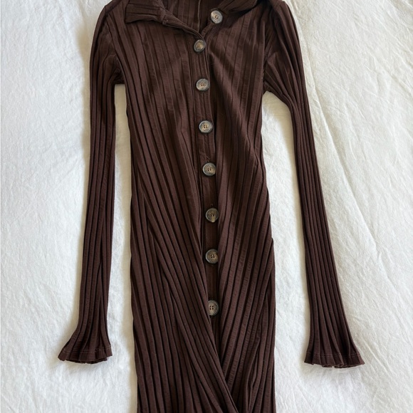 Reformation Brown Ribbed Mini Dress - Picture 4 of 4